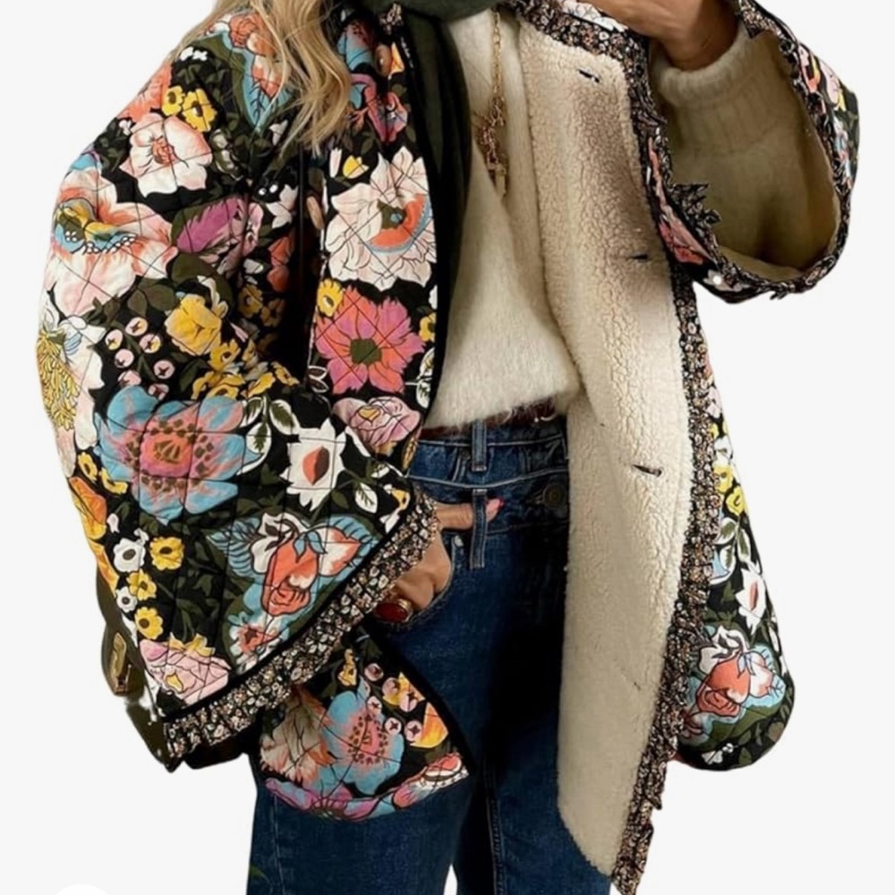 Women’s Quilted Jacket Lightweight Floral Print